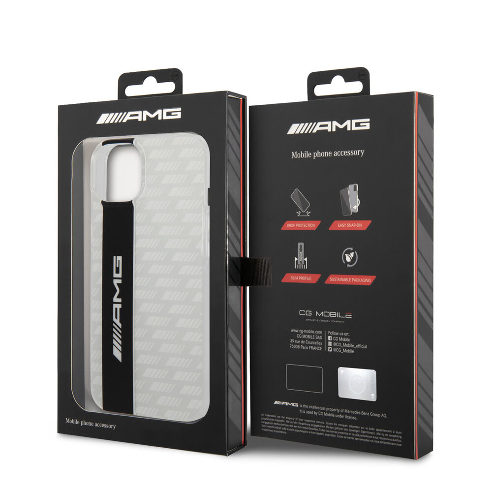 AMG AMG iPhone 14 & 13 Back-Cover hul - Double Layer - Carbon Pattern - Weiß AMG AMG iPhone 14 & 13 Back-Cover hul - Double Layer - Carbon Pattern - Weiß
