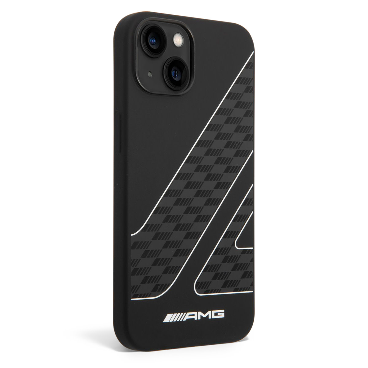 AMG AMG iPhone 14 & 13 Backcover hoesje - Double Layer - Checkered Flag Pattern - Zwart, foto 4 van 5