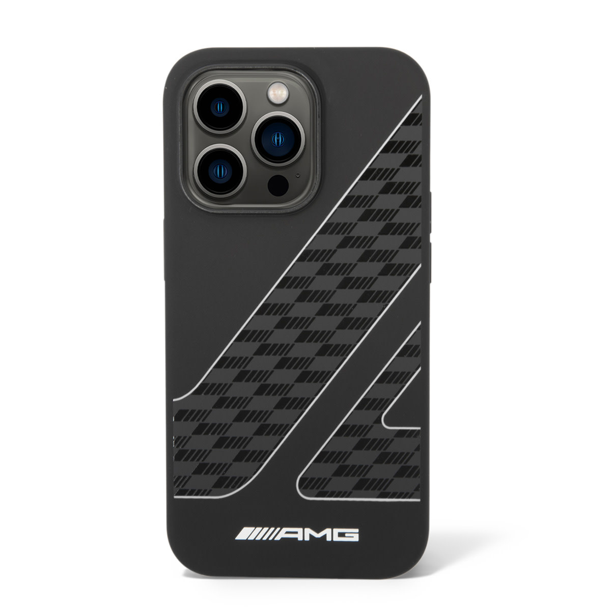 AMG AMG iPhone 14 Pro Max Backcover hoesje - Double Layer - Checkered Flag Pattern - Zwart, foto 2 van 5