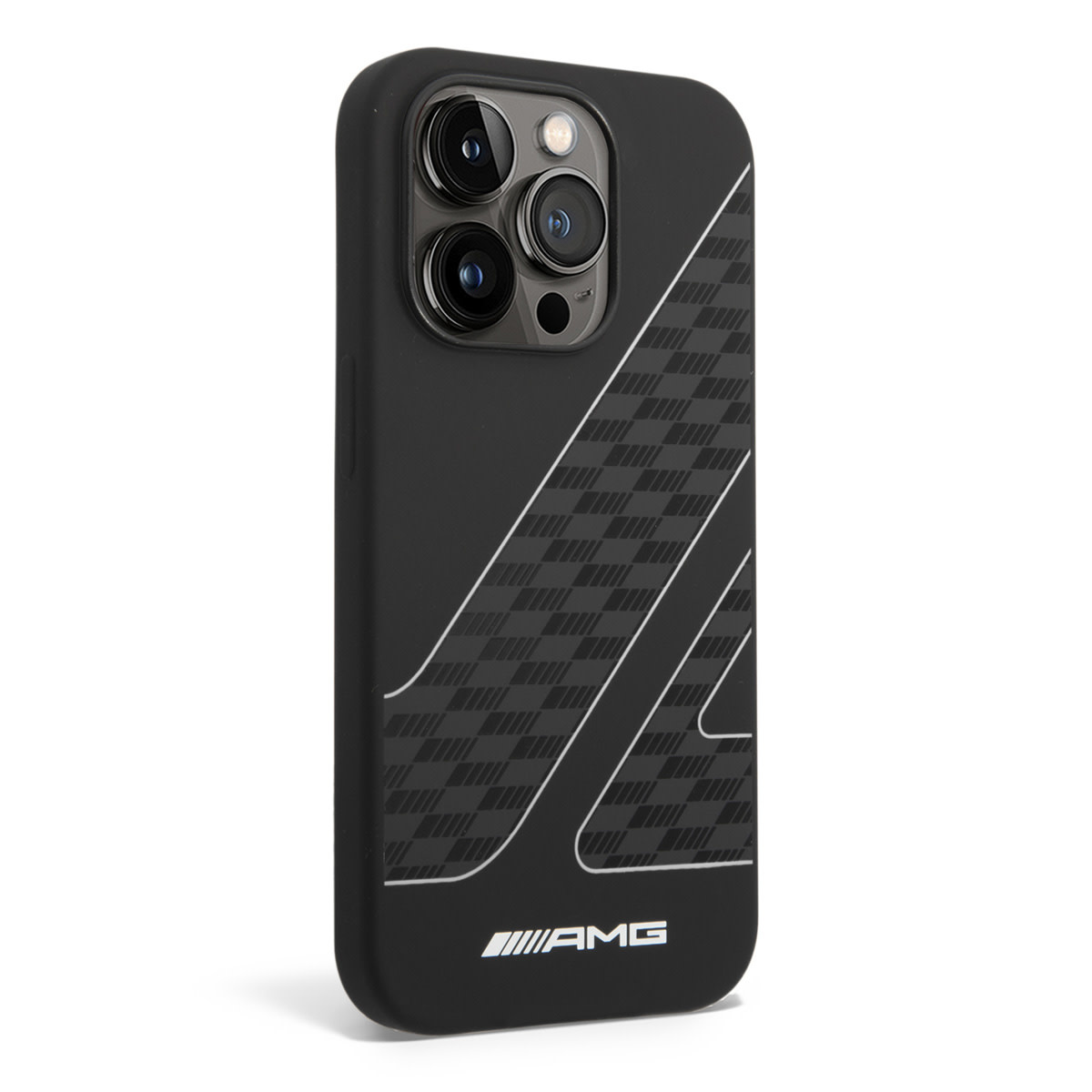 AMG AMG iPhone 14 Pro Max Backcover hoesje - Double Layer - Checkered Flag Pattern - Zwart, foto 3 van 5