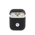 BMW BMW Airpods - Airpods 2 Case - Genuine Leather - Silver Metal Logo - Zwart