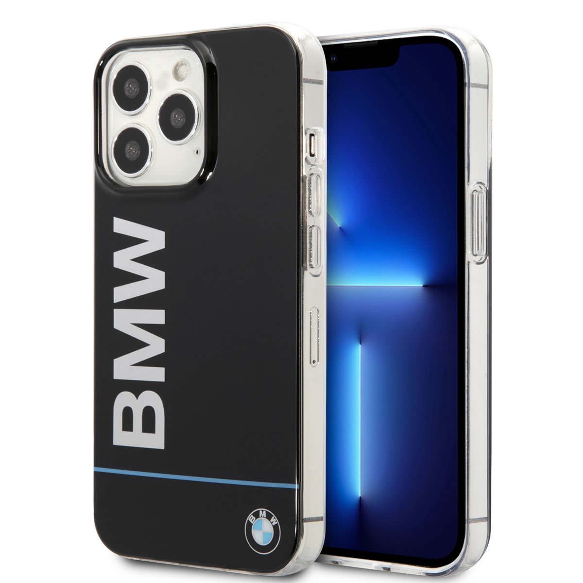 BMW BMW iPhone 13 Pro Backcover hoesje - Blue Line - Big Logo - Zwart