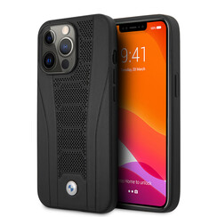 BMW iPhone 13 Pro Backcover hoesje - Leather Signature - Perforated Deboss Line - Zwart