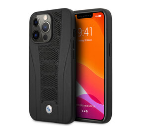 BMW BMW iPhone 13 Pro Back cover coque - Leather Signature - Perforated Deboss Line - Noir BMW BMW iPhone 13 Pro Back cover coque - Leather Signature - Perforated Deboss Line - Noir