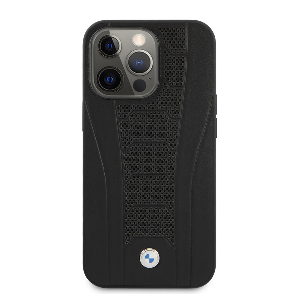 BMW BMW iPhone 13 Pro Back cover coque - Leather Signature - Perforated Deboss Line - Noir BMW BMW iPhone 13 Pro Back cover coque - Leather Signature - Perforated Deboss Line - Noir