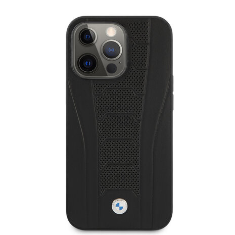 BMW BMW iPhone 13 Pro Back cover coque - Leather Signature - Perforated Deboss Line - Noir BMW BMW iPhone 13 Pro Back cover coque - Leather Signature - Perforated Deboss Line - Noir