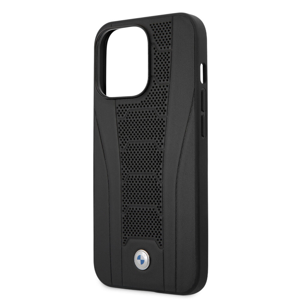 BMW BMW iPhone 13 Pro Back cover coque - Leather Signature - Perforated Deboss Line - Noir BMW BMW iPhone 13 Pro Back cover coque - Leather Signature - Perforated Deboss Line - Noir