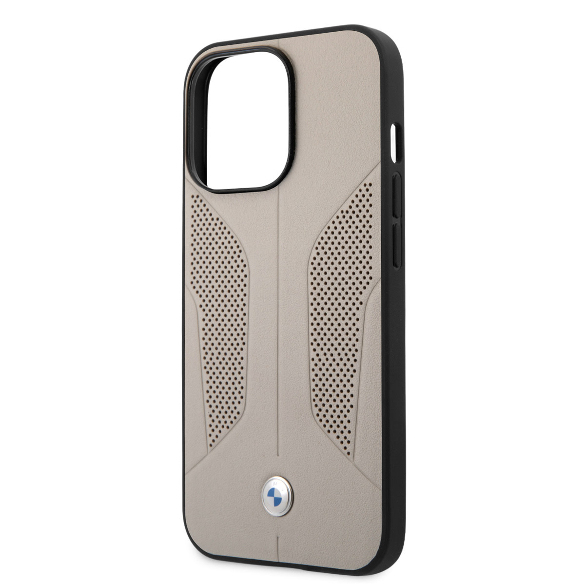 BMW BMW iPhone 13 Pro Backcover hoesje - Leather Signature - Perforated Sides - Grijs, foto 5 van 6