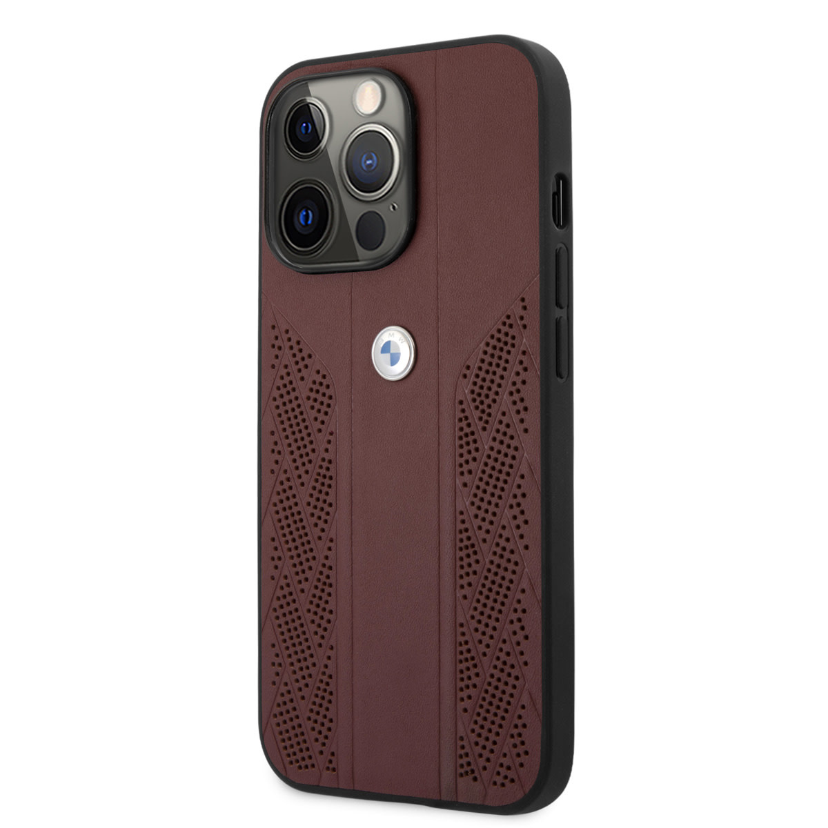 BMW BMW iPhone 13 Pro Max Backcover hoesje - Leather Signature - Perforated Curves - Rood, foto 2 van 6