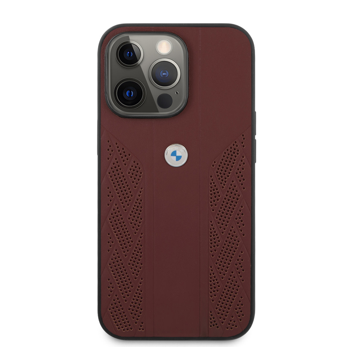 BMW BMW iPhone 13 Pro Max Backcover hoesje - Leather Signature - Perforated Curves - Rood, foto 3 van 6