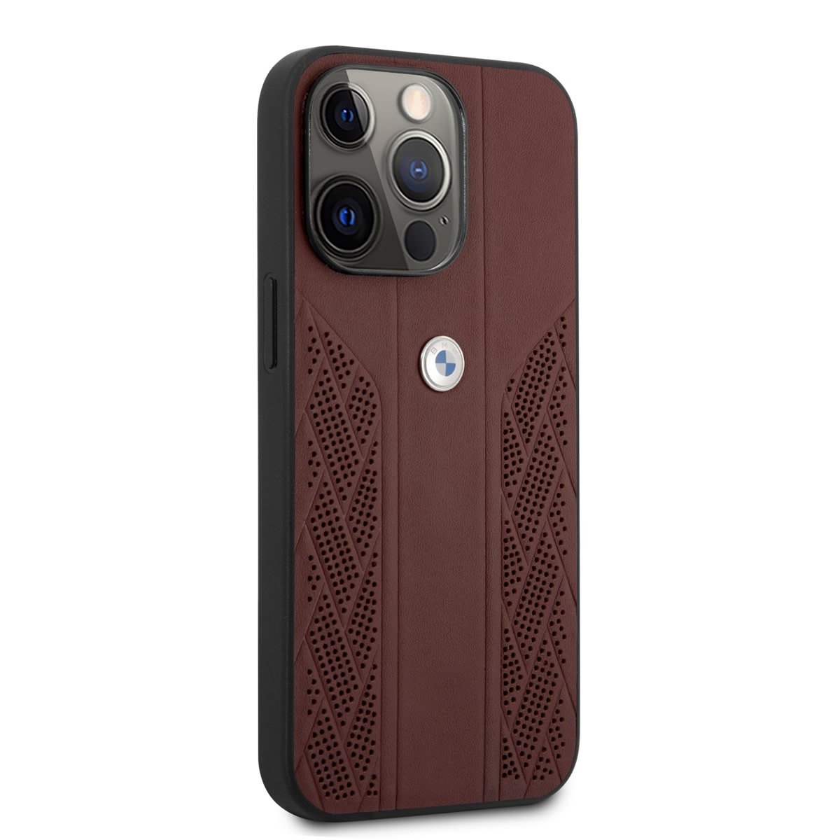 BMW BMW iPhone 13 Pro Max Backcover hoesje - Leather Signature - Perforated Curves - Rood, foto 4 van 6