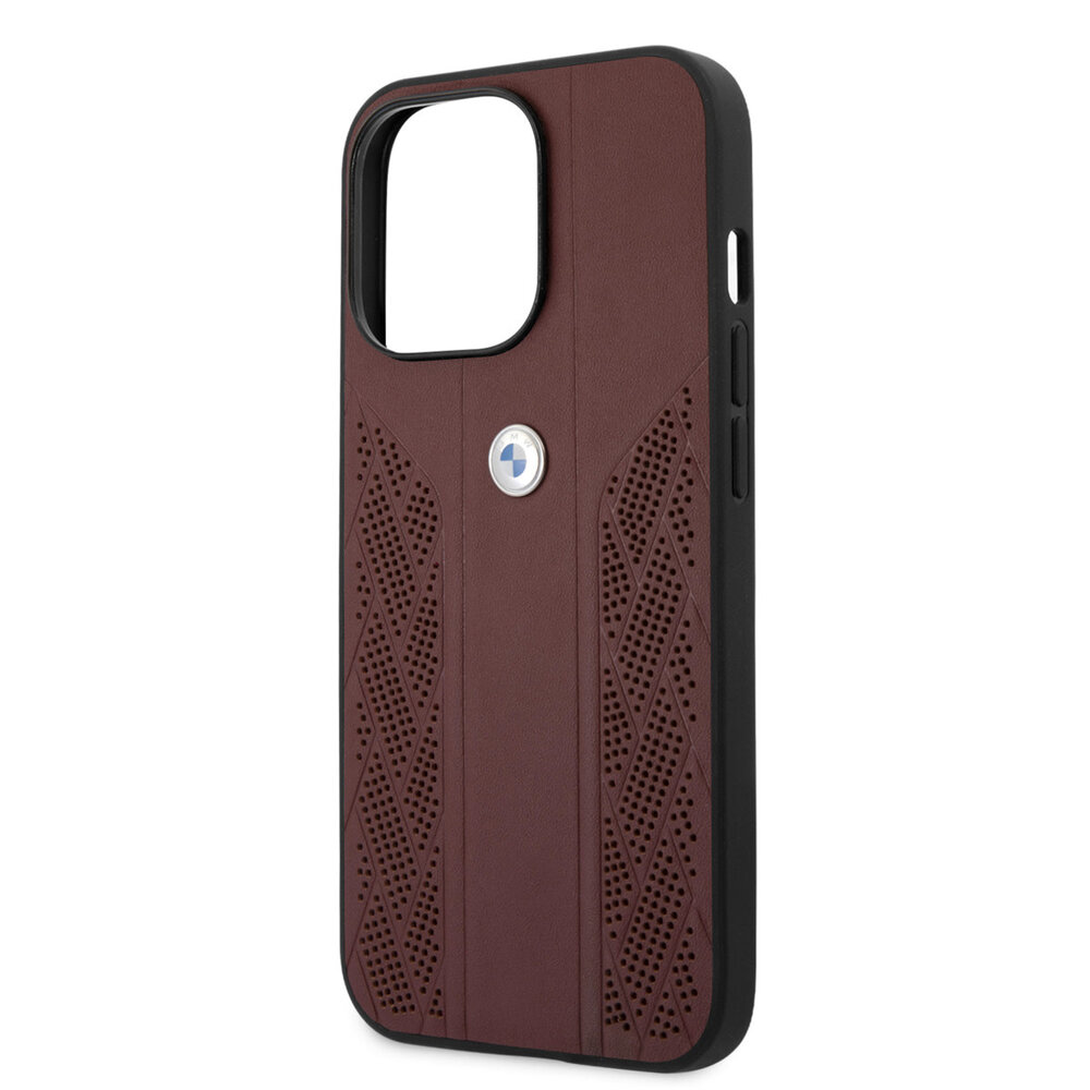 BMW BMW iPhone 13 Pro Max Back cover coque - Leather Signature - Perforated Curves - Rouge BMW BMW iPhone 13 Pro Max Back cover coque - Leather Signature - Perforated Curves - Rouge