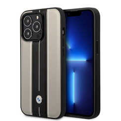 BMW iPhone 14 Pro Back-Cover hul - Leather Signature - Hot Stamp Lines - Beige