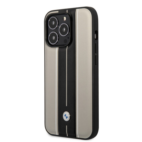 BMW BMW iPhone 14 Pro Back cover case - Leather Signature - Hot Stamp Lines - Beige BMW BMW iPhone 14 Pro Back cover case - Leather Signature - Hot Stamp Lines - Beige