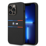 BMW BMW iPhone 14 Pro Back-Cover hul - Silicone - Tricolor Lines - Schwarz