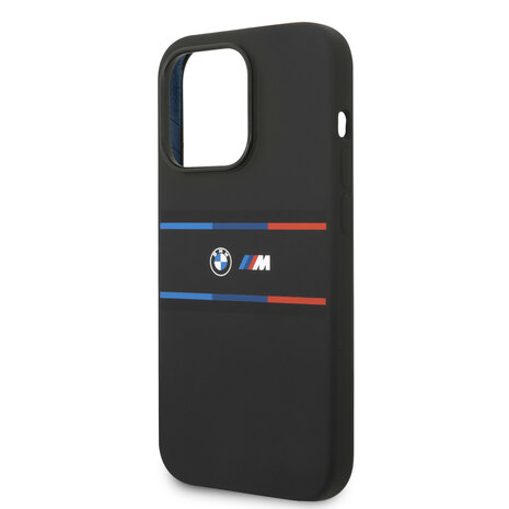 BMW BMW iPhone 14 Pro Back-Cover hul - Silicone - Tricolor Lines - Schwarz