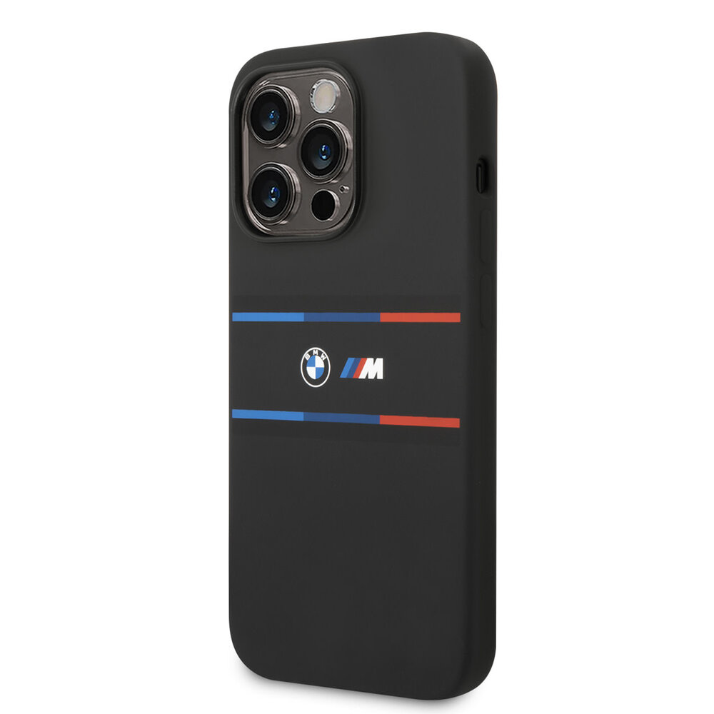BMW BMW iPhone 14 Pro Backcover hoesje - Silicone - Tricolor Lines - Zwart