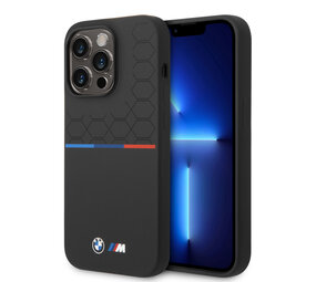 BMW BMW iPhone 14 Pro Back cover coque - Silicone - Varnish Pattern - Tricolor Line - Noir