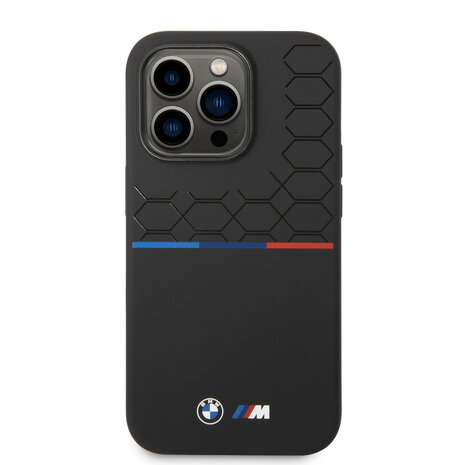 BMW BMW iPhone 14 Pro Back-Cover hul - Silicone - Varnish Pattern - Tricolor Line - Schwarz