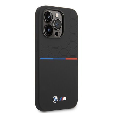 BMW BMW iPhone 14 Pro Back cover coque - Silicone - Varnish Pattern - Tricolor Line - Noir