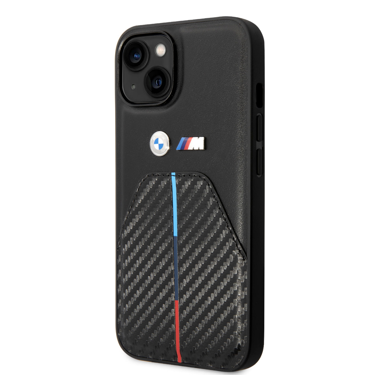 BMW BMW iPhone 14 Plus & 15 Plus Backcover hoesje - Carbon Tricolor Pattern - Zwart, foto 2 van 6