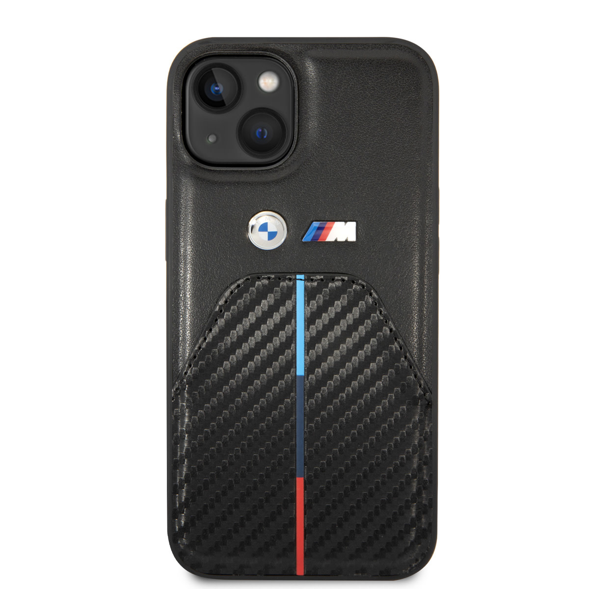 BMW BMW iPhone 14 Plus & 15 Plus Backcover hoesje - Carbon Tricolor Pattern - Zwart, foto 3 van 6