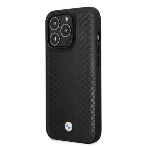 BMW BMW iPhone 14 Pro Max Back cover coque - Leather Signature - Diamond Pattern - Noir BMW BMW iPhone 14 Pro Max Back cover coque - Leather Signature - Diamond Pattern - Noir