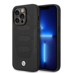 BMW iPhone 14 Pro Max Backcover hoesje - Leather Signature - Perforated Seats Design - Zwart