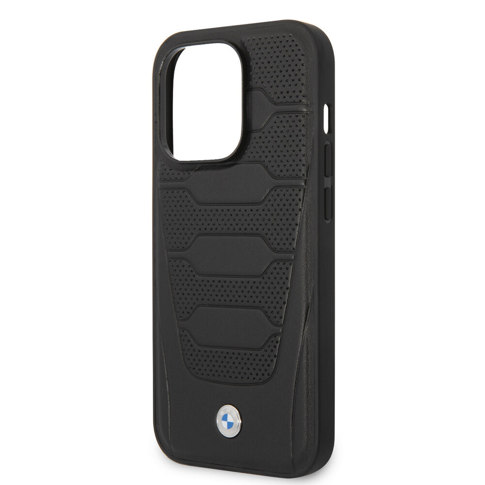 BMW BMW iPhone 14 Pro Max Back-Cover hul - Leather Signature - Perforated Seats Design - Schwarz BMW BMW iPhone 14 Pro Max Back-Cover hul - Leather Signature - Perforated Seats Design - Schwarz