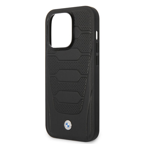 BMW BMW iPhone 14 Pro Max Back-Cover hul - Leather Signature - Perforated Seats Design - Schwarz BMW BMW iPhone 14 Pro Max Back-Cover hul - Leather Signature - Perforated Seats Design - Schwarz