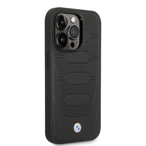 BMW BMW iPhone 14 Pro Max Back-Cover hul - Leather Signature - Perforated Seats Design - Schwarz BMW BMW iPhone 14 Pro Max Back-Cover hul - Leather Signature - Perforated Seats Design - Schwarz