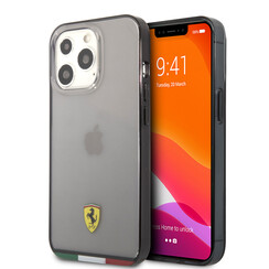 Ferrari iPhone 13 Pro Back-Cover hul - Italia Stripe - Black edges - Transparent