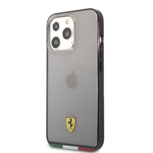Ferrari Ferrari iPhone 13 Pro Back cover case - Italia Stripe - Black edges - Transparent