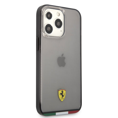 Ferrari Ferrari iPhone 13 Pro Back cover case - Italia Stripe - Black edges - Transparent