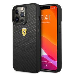 Ferrari iPhone 13 Pro Back cover case - Carbon - Metal Logo - Black