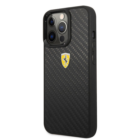 Ferrari Ferrari iPhone 13 Pro Back cover case - Carbon - Metal Logo - Black Ferrari Ferrari iPhone 13 Pro Back cover case - Carbon - Metal Logo - Black