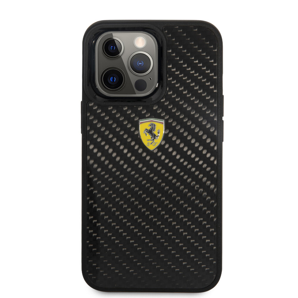 Ferrari Ferrari iPhone 13 Pro Back cover case - Carbon - Metal Logo - Black Ferrari Ferrari iPhone 13 Pro Back cover case - Carbon - Metal Logo - Black