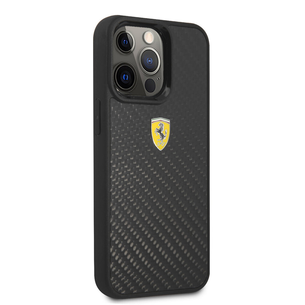 Ferrari Ferrari iPhone 13 Pro Back cover case - Carbon - Metal Logo - Black Ferrari Ferrari iPhone 13 Pro Back cover case - Carbon - Metal Logo - Black