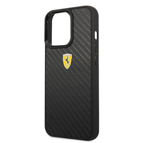 Ferrari Ferrari iPhone 13 Pro Back cover case - Carbon - Metal Logo - Black Ferrari Ferrari iPhone 13 Pro Back cover case - Carbon - Metal Logo - Black