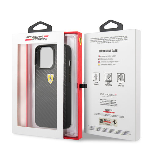 Ferrari Ferrari iPhone 13 Pro Back cover case - Carbon - Metal Logo - Black