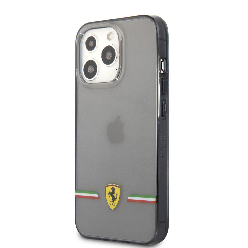 Ferrari Ferrari iPhone 13 Pro Back cover coque - Italia Wings - Black edges - Transparent Ferrari Ferrari iPhone 13 Pro Back cover coque - Italia Wings - Black edges - Transparent
