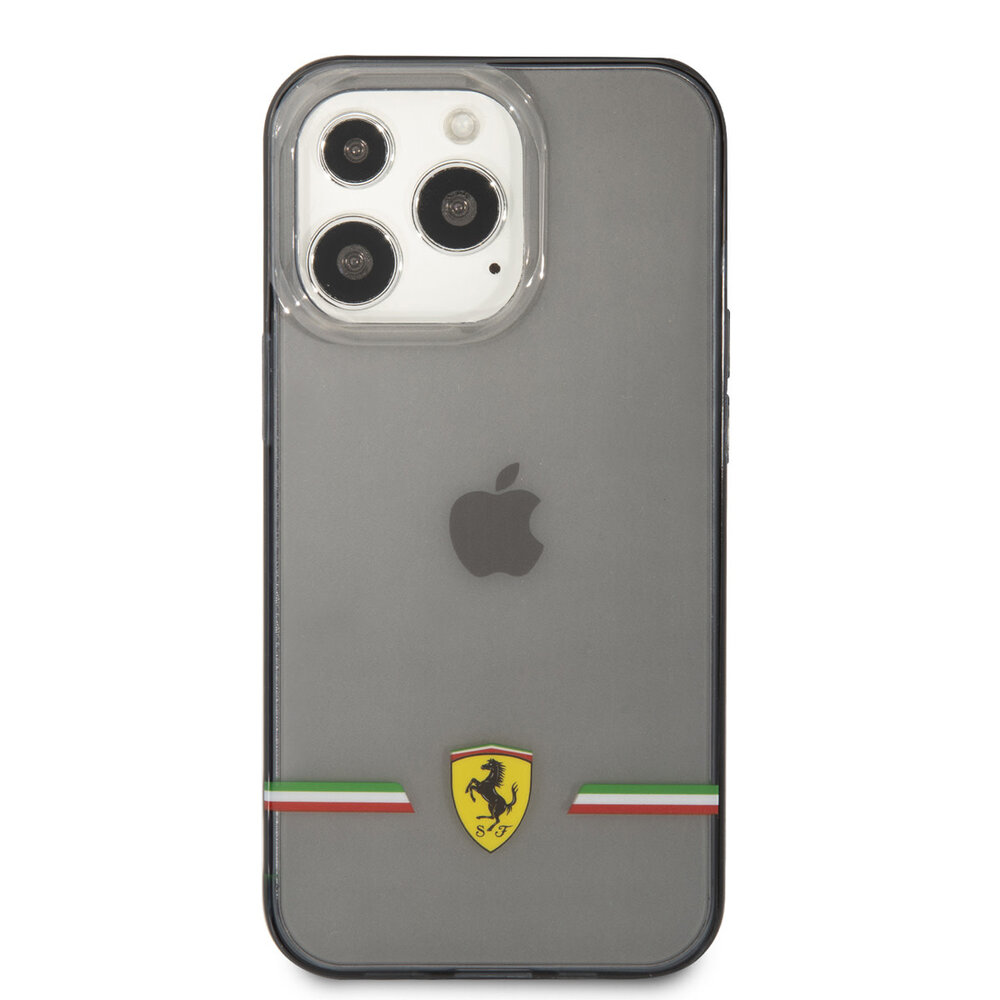 Ferrari Ferrari iPhone 13 Pro Back cover coque - Italia Wings - Black edges - Transparent Ferrari Ferrari iPhone 13 Pro Back cover coque - Italia Wings - Black edges - Transparent