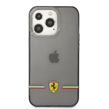 Ferrari Ferrari iPhone 13 Pro Back cover coque - Italia Wings - Black edges - Transparent Ferrari Ferrari iPhone 13 Pro Back cover coque - Italia Wings - Black edges - Transparent