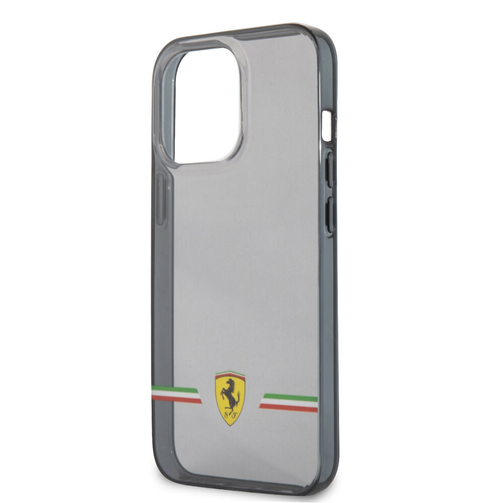 Ferrari Ferrari iPhone 13 Pro Back cover coque - Italia Wings - Black edges - Transparent Ferrari Ferrari iPhone 13 Pro Back cover coque - Italia Wings - Black edges - Transparent