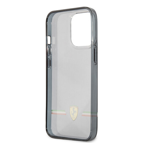 Ferrari Ferrari iPhone 13 Pro Back cover coque - Italia Wings - Black edges - Transparent Ferrari Ferrari iPhone 13 Pro Back cover coque - Italia Wings - Black edges - Transparent