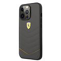 Ferrari Ferrari iPhone 13 Pro Back cover coque - Genuine Leather - Quilted Edge - Yellow Line - Gris