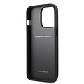 Ferrari Ferrari iPhone 13 Pro Backcover hoesje - Genuine Leather - Quilted Edge - Yellow Line - Grijs