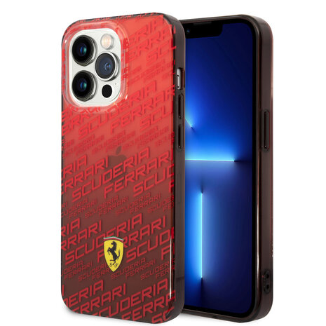 Ferrari Ferrari iPhone 14 Pro Backcover hoesje - SF Allover - Rood Ferrari Ferrari iPhone 14 Pro Backcover hoesje - SF Allover - Rood