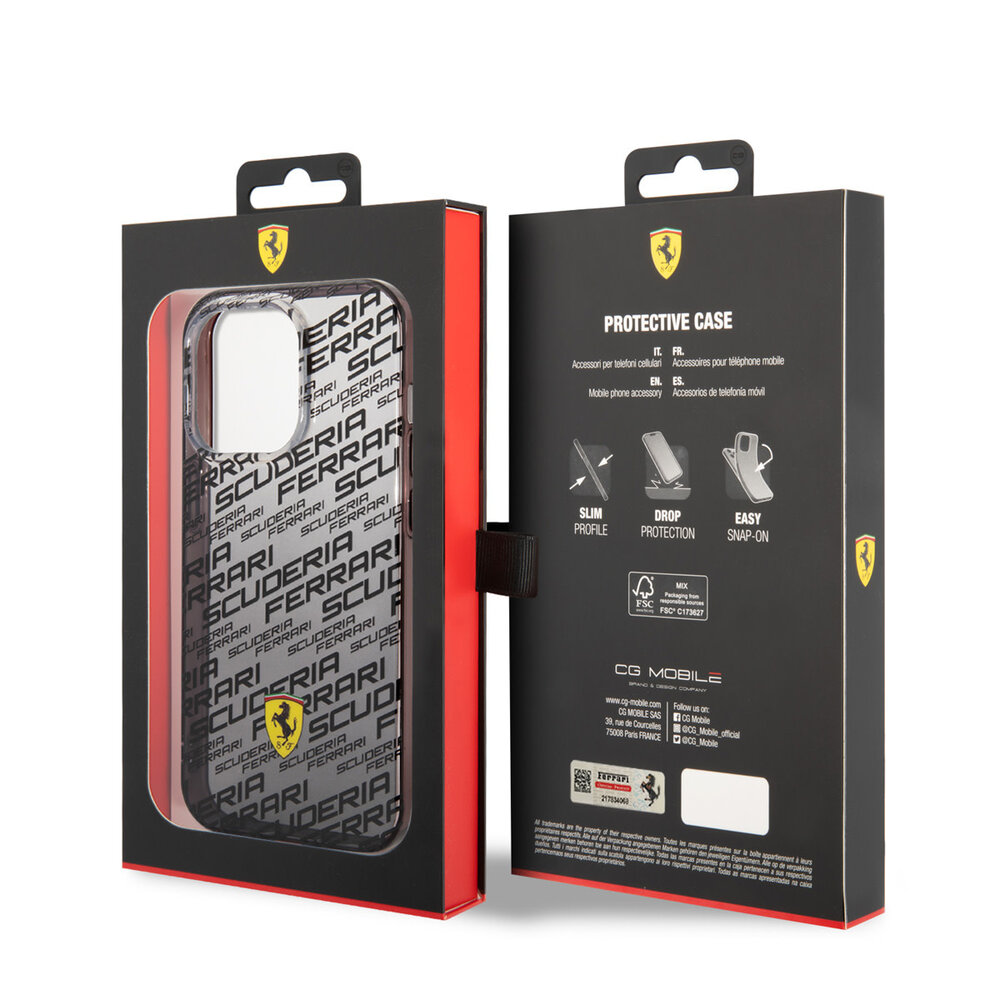 Ferrari Ferrari iPhone 14 Pro Back cover case - SF Allover - Black Ferrari Ferrari iPhone 14 Pro Back cover case - SF Allover - Black