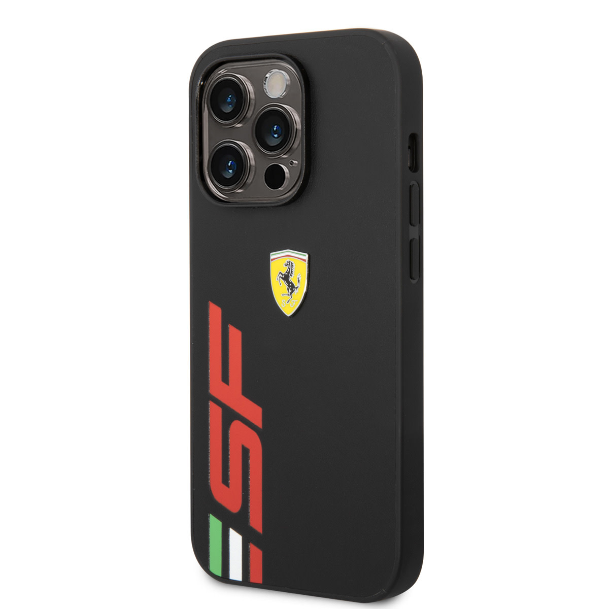 Ferrari Ferrari iPhone 14 Pro Backcover hoesje - Leather - Big SF Logo - Zwart, foto 2 van 6
